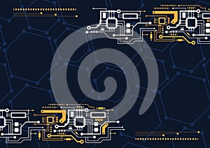 Background microcircuits and a processor .Technologies of the future - vector .Technical drawing .